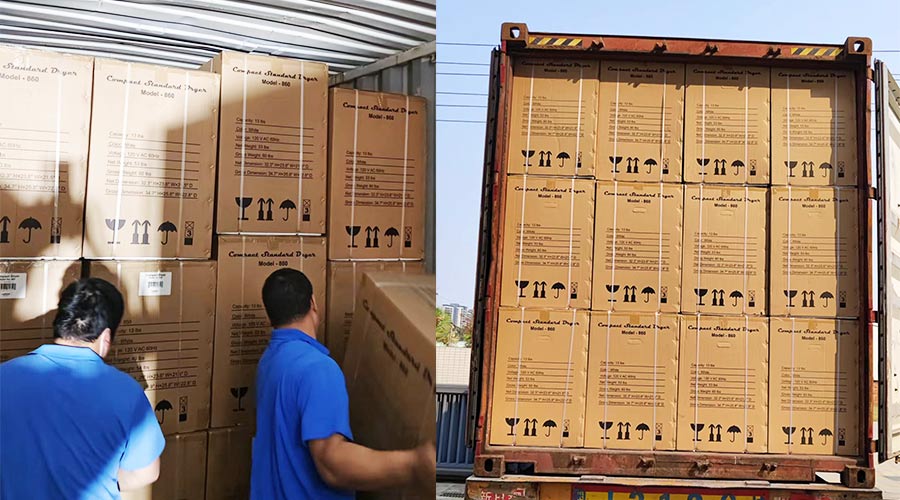 客戶Equator滾筒衣服烘干機(jī)快速裝柜完畢  蓄勢(shì)待發(fā)！